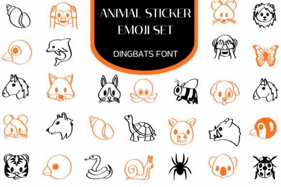 Animal Sticker Emoji Set Typeface for Web Design