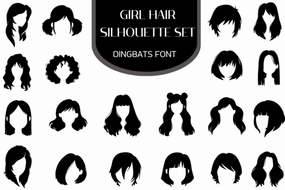 Girl Hair Silhouette Set: A Creative Font for Digital Branding